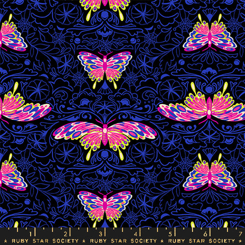Glow Garden Morning Moth in Black RS2116 19N - Ruby Star Society Sold by the Half Yard